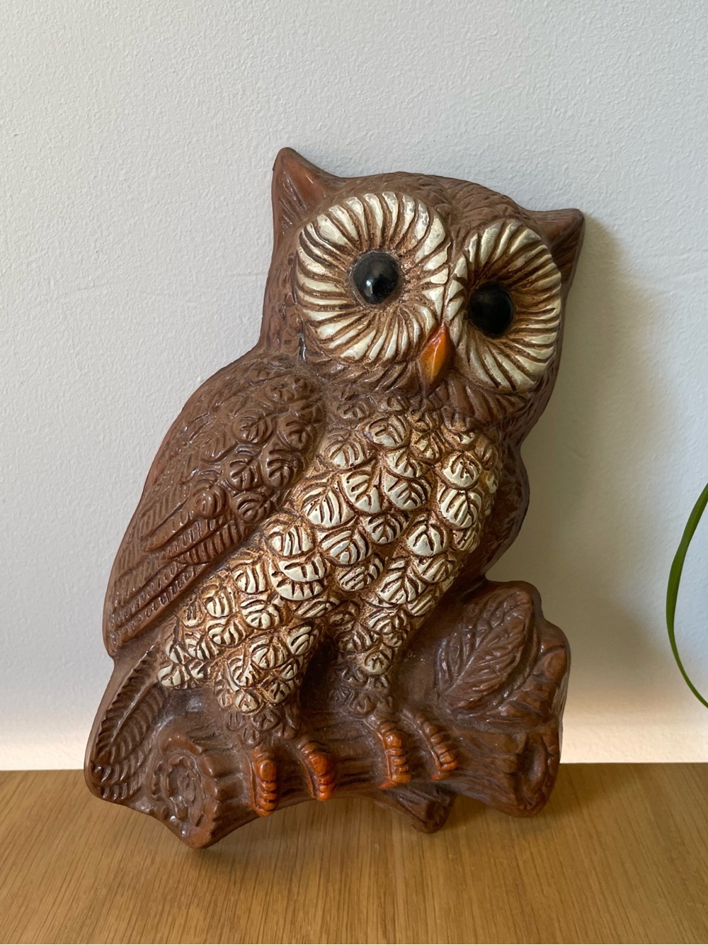 Vintage MCM Homco Owl Wall Hanging